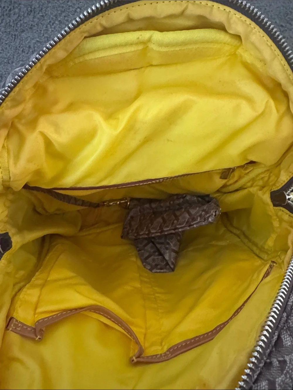 MZ Wallace Brown Mini Quilted Backpack with Yellow Accents